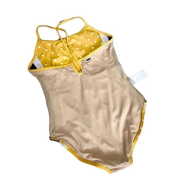 🌴 Old Navy Yellow/Navy Dot Swimsuit Girls XL - Picture 4 of 13